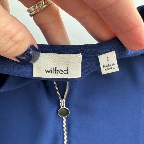 Wilfred‎ Aritzia Women’s L / XL Rebais Deep Blue Blouse Oversized Split Sleeves - Picture 9 of 13